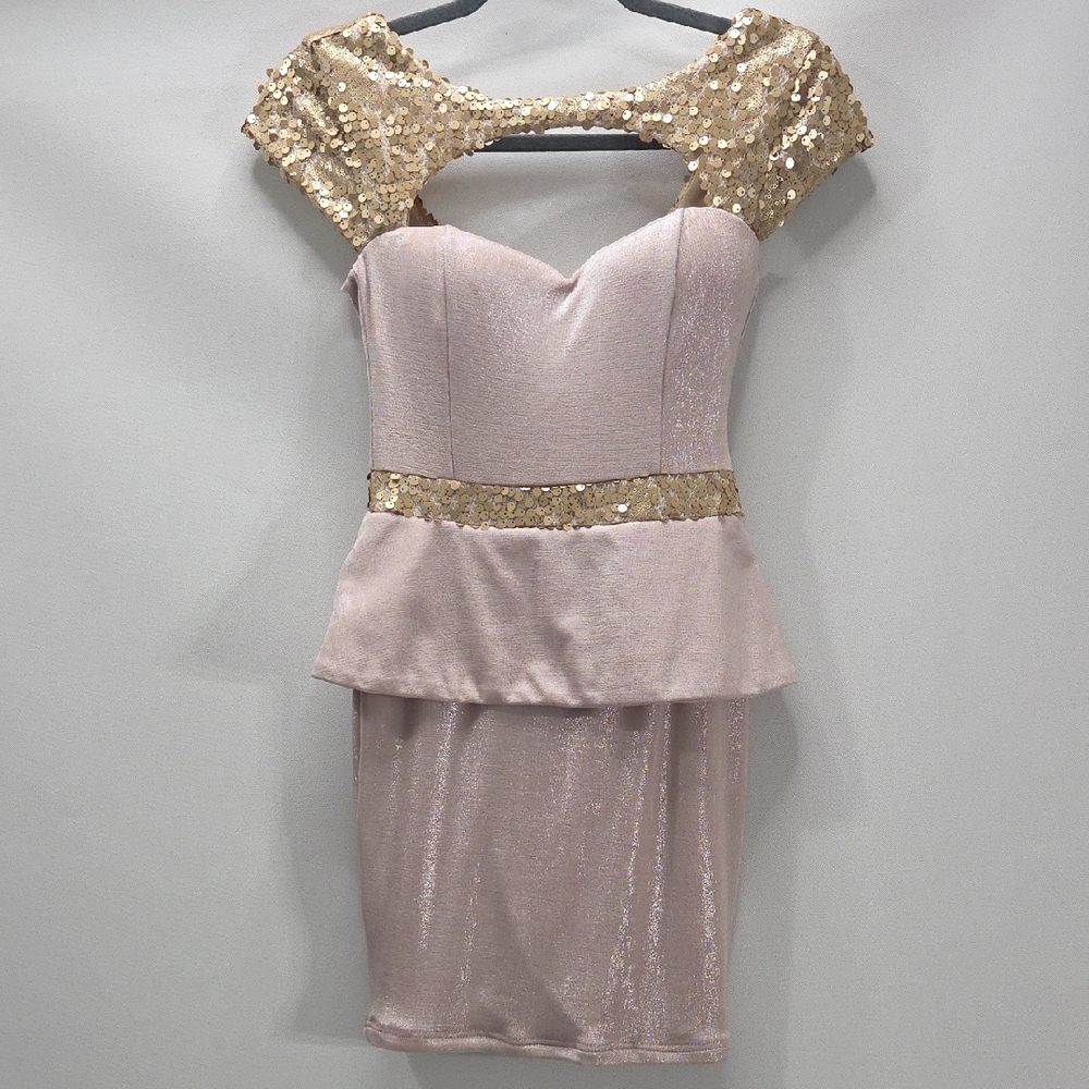 Chic Gold and Pink Mini Dress